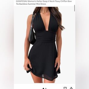 Amazon Black Halter V-Neck Dress